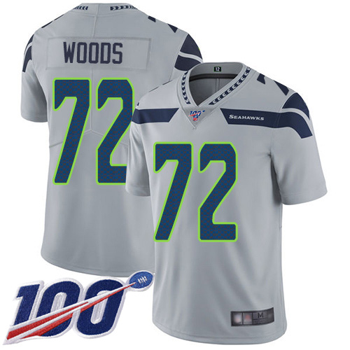 Seattle Seahawks Limited Grey Men Al Woods Alternate Jersey NFL Football #72 100th Season Vapor Untouchable->seattle seahawks->NFL Jersey